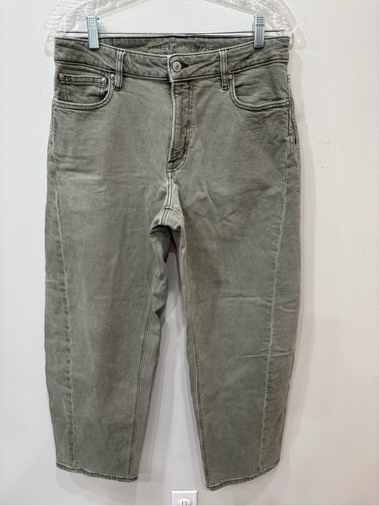 American Eagle Outfitters Denim - American Eagle Barrel Washed Olive Green Jeans Women’s Size 6 ( Small Stains )